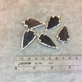 1-1.5" Silver Plated Arrowhead Shaped Electroform Neutral Jasper Connector - Measuring 30mm-40mm, Approximately - Sold Individually, Random