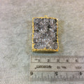 OOAK Gold Electroplated Natural Tan Dolomite Cluster (Star Druzy) Rectangle Shaped Focal Pendant - Measuring 29mm x 40mm Approximately