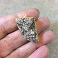OOAK Gold Electroplated Natural Tan Dolomite Cluster (Star Druzy) Tusk/Claw Shaped Focal Pendant - Measuring 19mm x 28mm Approximately