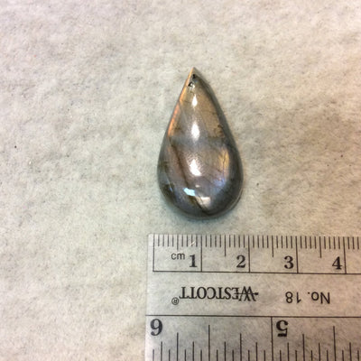 Purple Labradorite Pear/Teardrop Shaped Flat Back Cabochon - Measuring 18mm x 35mm, 8mm Dome Height - Natural High Quality Gemstone