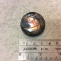 Purple Labradorite Round/Coin Shaped Flat Back Cabochon - Measuring 35mm x 35mm, 10mm Dome Height - Natural High Quality Gemstone
