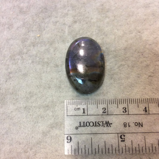 Purple Labradorite Oblong Oval Shaped Flat Back Cabochon - Measuring 20mm x 30mm, 7mm Dome Height - Natural High Quality Gemstone
