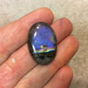 Purple Labradorite Oblong Oval Shaped Flat Back Cabochon - Measuring 20mm x 30mm, 7mm Dome Height - Natural High Quality Gemstone