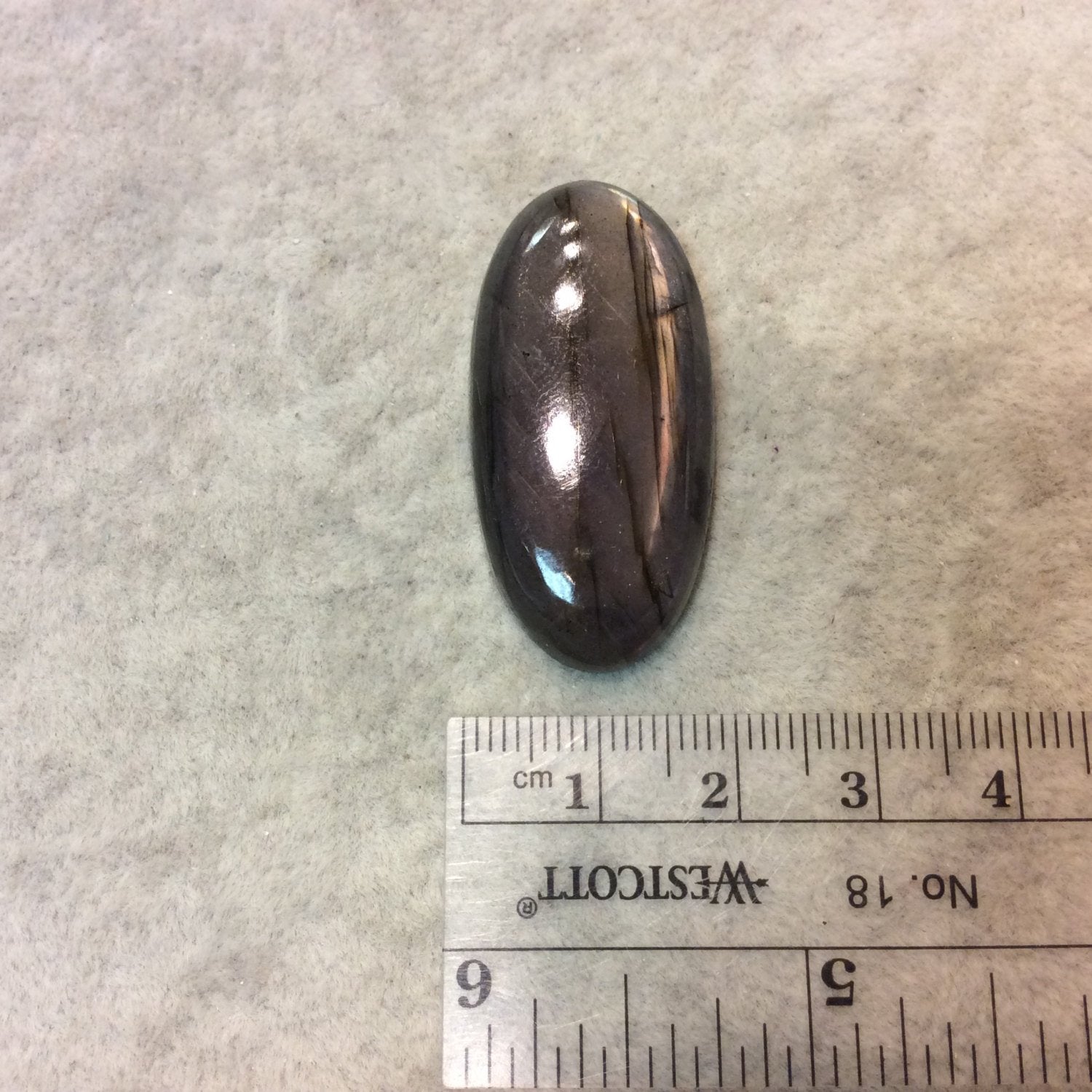 Purple Labradorite Oblong Oval Shaped Flat Back Cabochon - Measuring 19mm x 39mm, 7mm Dome Height - Natural High Quality Gemstone