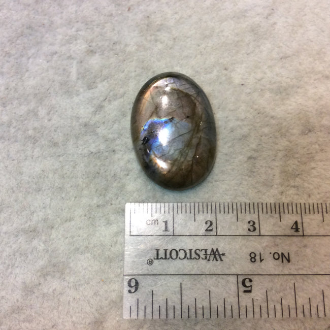 Purple Labradorite Oblong Oval Shaped Flat Back Cabochon - Measuring 21mm x 30mm, 6mm Dome Height - Natural High Quality Gemstone