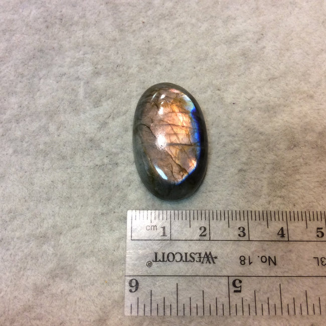Purple Labradorite Oblong Oval Shaped Flat Back Cabochon - Measuring 20mm x 33mm, 8mm Dome Height - Natural High Quality Gemstone