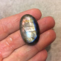 Purple Labradorite Oblong Oval Shaped Flat Back Cabochon - Measuring 20mm x 33mm, 8mm Dome Height - Natural High Quality Gemstone