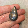 Purple Labradorite Pear/Teardrop Shaped Flat Back Cabochon - Measuring 18mm x 35mm, 8mm Dome Height - Natural High Quality Gemstone