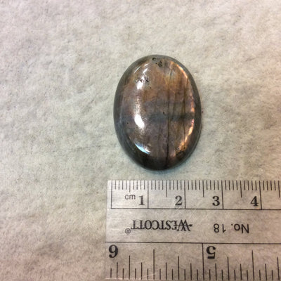 Purple Labradorite Oblong Oval Shaped Flat Back Cabochon - Measuring 25mm x 34mm, 6mm Dome Height - Natural High Quality Gemstone