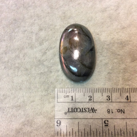 Purple Labradorite Oblong Oval Shaped Flat Back Cabochon - Measuring 21mm x 36mm, 8.5mm Dome Height - Natural High Quality Gemstone