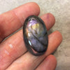 Purple Labradorite Oblong Oval Shaped Flat Back Cabochon - Measuring 21mm x 36mm, 8.5mm Dome Height - Natural High Quality Gemstone
