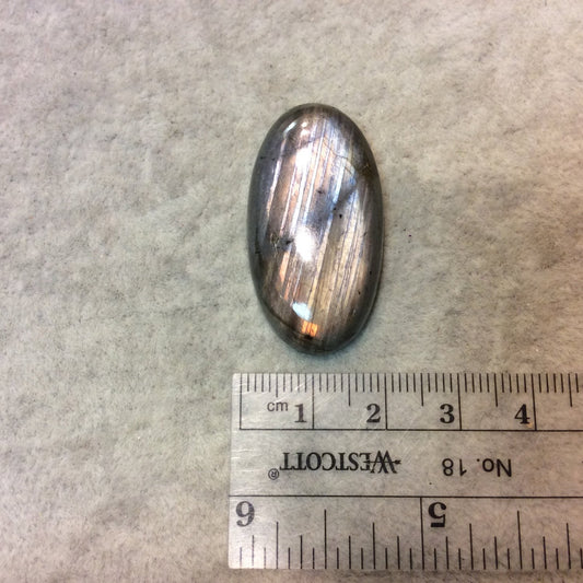 Purple Labradorite Oblong Oval Shaped Flat Back Cabochon - Measuring 20mm x 38mm, 7mm Dome Height - Natural High Quality Gemstone