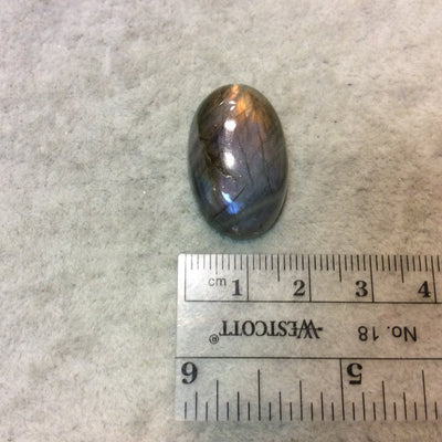 Purple Labradorite Oblong Oval Shaped Flat Back Cabochon - Measuring 18mm x 27.5mm, 8mm Dome Height - Natural High Quality Gemstone