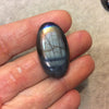 Purple Labradorite Oblong Oval Shaped Flat Back Cabochon - Measuring 19mm x 34mm, 7mm Dome Height - Natural High Quality Gemstone
