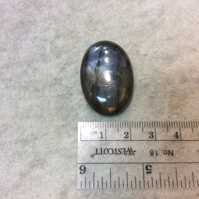 Purple Labradorite Oblong Oval Shaped Flat Back Cabochon - Measuring 23mm x 34mm, 8mm Dome Height - Natural High Quality Gemstone