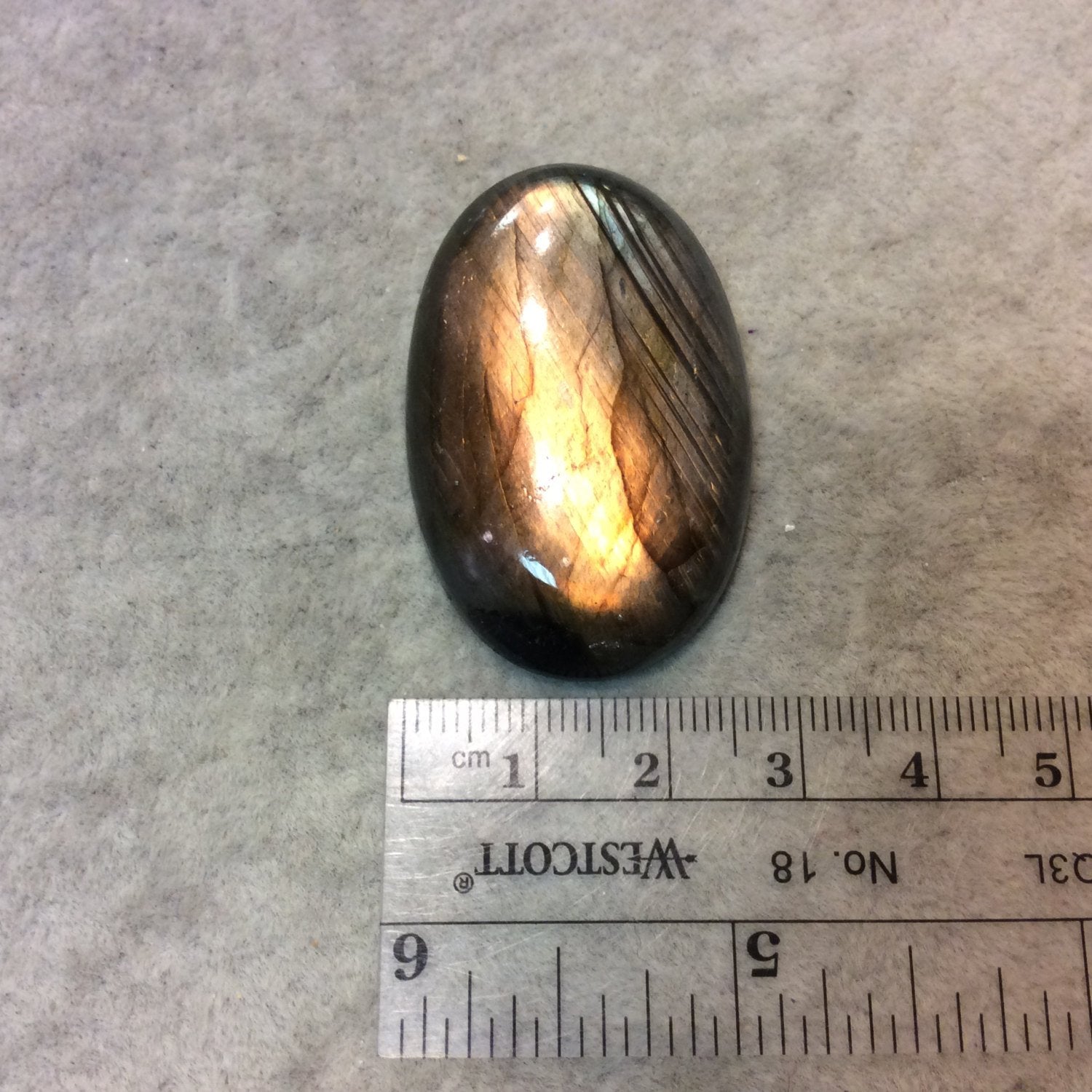 Purple Labradorite Oblong Oval Shaped Flat Back Cabochon - Measuring 28mm x 43mm, 9mm Dome Height - Natural High Quality Gemstone