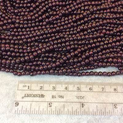 4mm Garnet Beads | Round Rhodolite Garnet Semi Precious Beads