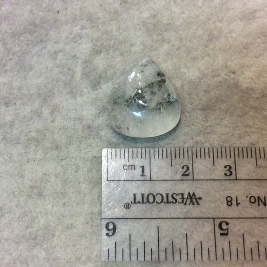 Lodolite (Scenic Quartz) Pear/Teardrop Shaped Flat Back Cabochon - Measuring 18mm x 22mm, 7mm Dome Height - Natural High Quality Gemstone