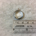Gunmetal Plated Faceted Clear Hydro (Lab Created) Quartz Round/Coin Shaped Bezel Pendant - Measuring 18mm x 18mm - Sold Individually