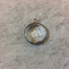Gunmetal Plated Faceted Clear Hydro (Lab Created) Quartz Round/Coin Shaped Bezel Pendant - Measuring 18mm x 18mm - Sold Individually