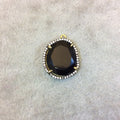 Gold Finish Faceted CZ Rimmed Transparent Black Onyx Freeform Pear Shaped Bezel Pendant - Measures 17mm x 18mm - Sold Individually