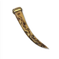 4" Carved (Style A) Square Sided Brown Bone Tusk Pendant with Dotted Gold Cap - Measuring 17mm x 20mm x 112mm, Approx. - Sold Individually