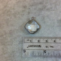 Gunmetal Plated Faceted Clear Hydro (Lab Created) Quartz Diamond Shaped Bezel Pendant - Measuring 15mm x 15mm - Sold Individually