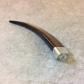SALE - 3" Long Triangular Tusk/Claw Shaped Brown Acrylic Pendant with Silver Finish Cap - Measuring 23mm x 90mm, Approximately