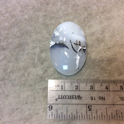 Dendritic Opal Oblong Oval Shaped Flat Back Cabochon - Measuring 28mm x 43mm, 6mm Dome Height - Natural High Quality Gemstone