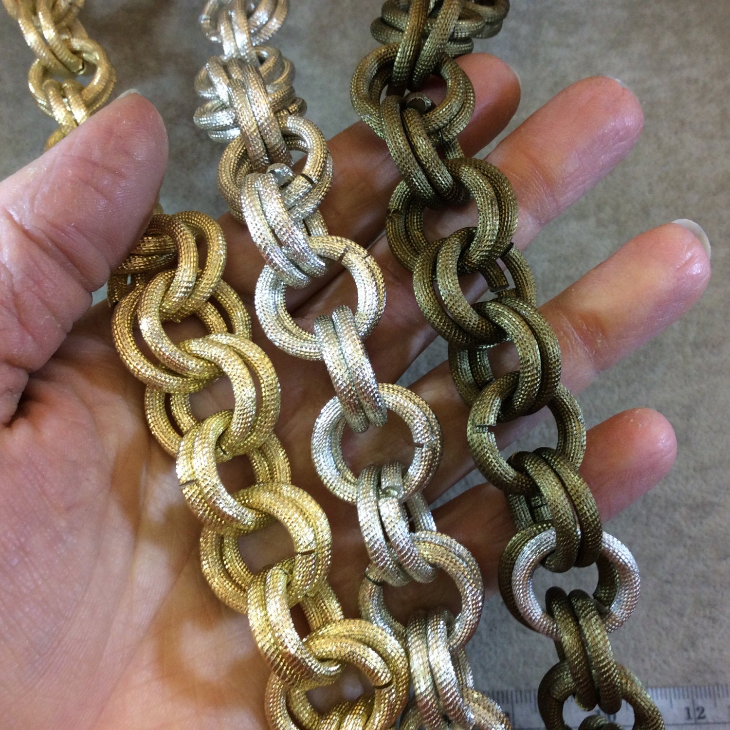 A1097 - 1' Section of Silver Finish Aluminum Double Link Chain with 20mm x 20mm Links - Available in Other Finishes, Check Related Listings!
