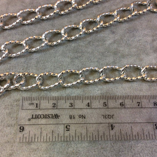A1309 - 5' Section of Silver Finish Aluminum Twist Curb Chain with 11mm x 17mm Links - Available in Other Finishes, Check Related Listings!