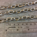 A1357 FULL SPOOL - Silver Plated Aluminum Hammered/Dapped Straight Oval Shaped Cable Chain with 9mm x 14mm Links - Three Finishes Available