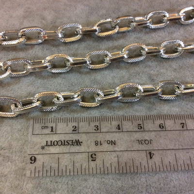 A1357 - 5' Section of Silver Finish Aluminum Dapped Cable Chain with 9mm x 14mm Links - Available in Other Finishes, Check Related Listings!