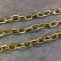 A1357 - 5' Section of Gold Finish Aluminum Dapped Cable Chain with 9mm x 14mm Links - Available in Other Finishes, Check Related Listings!