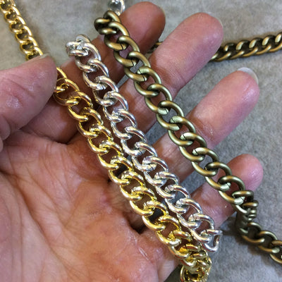 A1344 - 5' Section of Gold Finish Aluminum Curb Chain with 9mm x 11mm Links - Available in Other Finishes, Check Related Listings!