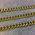 A1344 FULL SPOOL - Gold Plated Aluminum Flattened Oval Shaped Twisted Link Curb Chain with 9mm x 11mm Links - Three Finishes Available