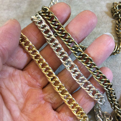 A1614 FULL SPOOL - Bronze Plated Aluminum Flattened Long Oval Shaped Prince of Wales Chain with 7mm x 10mm Links - Three Finishes Available