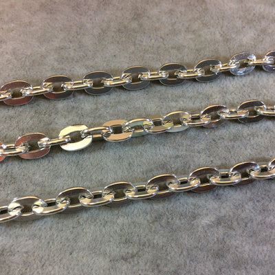 A1443 - 5' Section of Silver Finish Aluminum Flat Cable Chain with 7mm x 10mm Links - Available in Other Finishes, Check Related Listings!