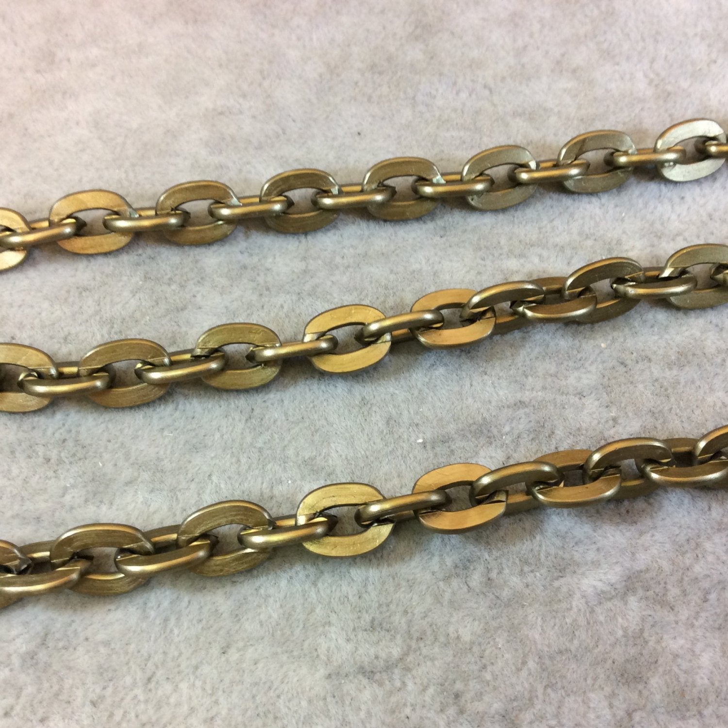 A1443 FULL SPOOL - Bronze Plated Aluminum Thick Flat Oval Alternating Link Cable Chain with 7mm x 10mm Links - Three Finishes Available