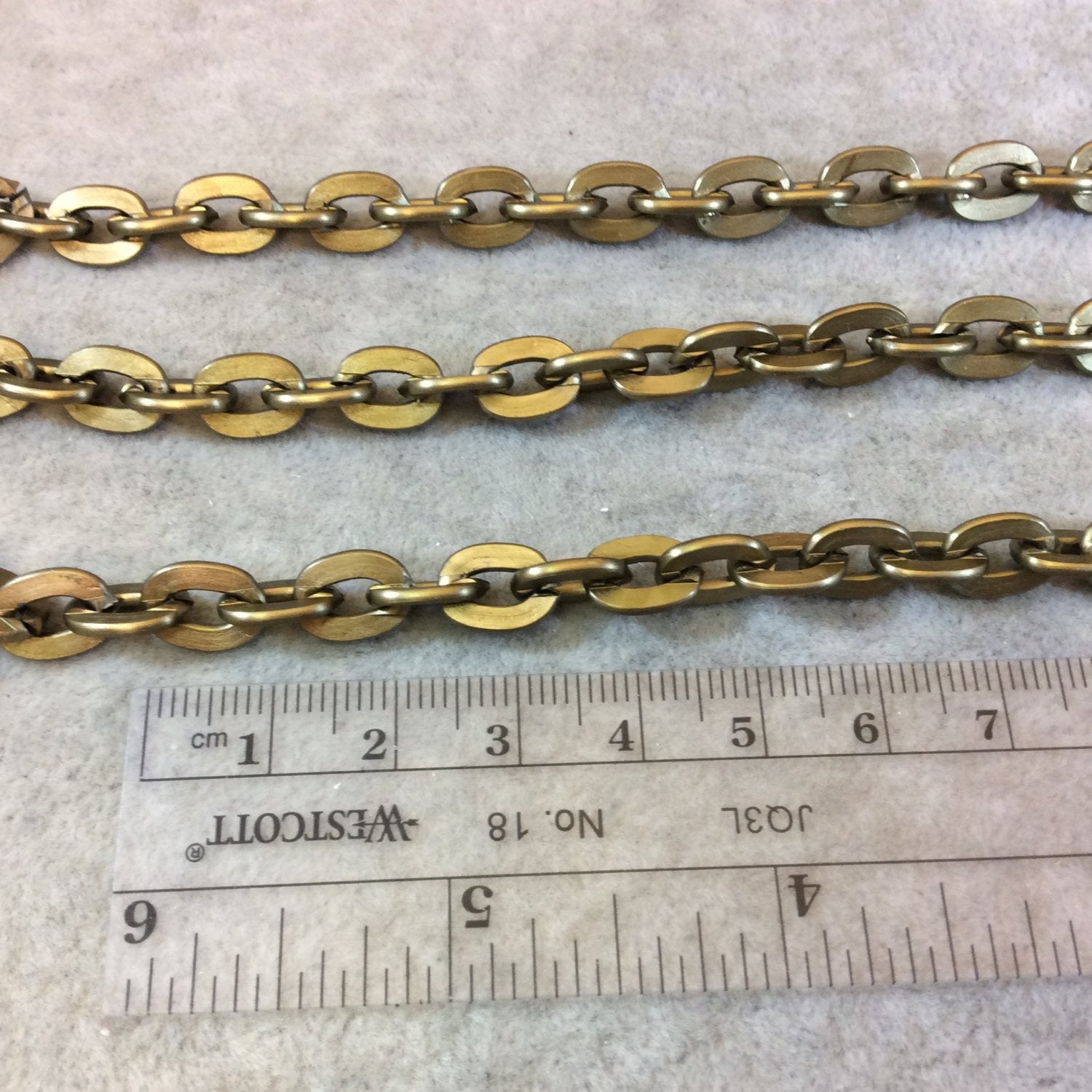 A1443 FULL SPOOL - Bronze Plated Aluminum Thick Flat Oval Alternating Link Cable Chain with 7mm x 10mm Links - Three Finishes Available