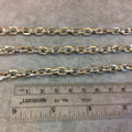 A1528 FULL SPOOL - Silver Plated Aluminum Round Wire Alternating Oval Shaped Link Curb Chain with 6mm x 8mm Links - Three Finishes Available