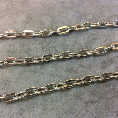 A1706 FULL SPOOL - Silver Plated Aluminum Alternating Flat Link Oval Shaped Cable Chain with 5mm x 8mm Links - Three Finishes Available