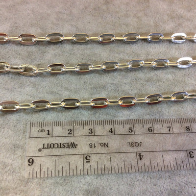 A1608 FULL SPOOL - Silver Plated Aluminum Thick Flat Oval Alternating Link Cable Chain with 5mm x 10mm Links - Three Finishes Available