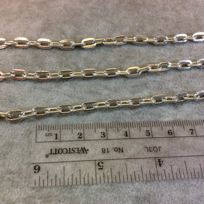 A1706 FULL SPOOL - Silver Plated Aluminum Alternating Flat Link Oval Shaped Cable Chain with 5mm x 8mm Links - Three Finishes Available