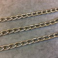 A1504 FULL SPOOL - Silver Plated Aluminum Flattened Oval Shaped Twisted Link Curb Chain with 6mm x 11mm Links - Three Finishes Available