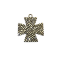 1.25" Long Tibetan Silver Zebra Striped Square Cross Shaped Focal Pendant - 33mm x 33mm with Attached Ring - Sold Individually (A15302)