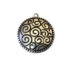 1.5" Long Tibetan Silver Spiral/Swirled Scroll Textured Disc Shape Focal Pendant - 43mm x 43mm, Approximately - Sold Individually (A13223)