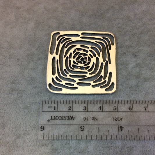 2" Long Tibetan Silver Cut-Out Webbed Pattern Square/Diamond Shaped Focal Pendant - Measuring 49mm x 49mm, Approximately - Sold Individually