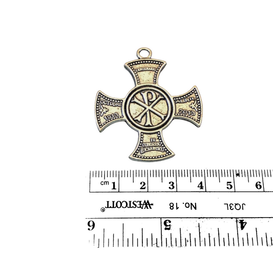 1.5" Long Tibetan Silver Costa Rica Commemorative Cross Shaped Focal Pendant - Measuring 40mm x 40mm with Attached Ring - Sold Individually