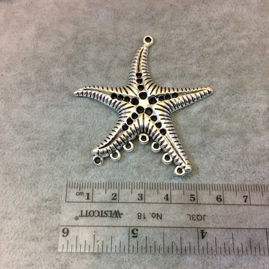 2.25" Long Tibetan Silver Multi-Ring Detailed Starfish Shaped Focal Pendant - 58mm x 60mm, Approximately - Sold Individually (A1861)